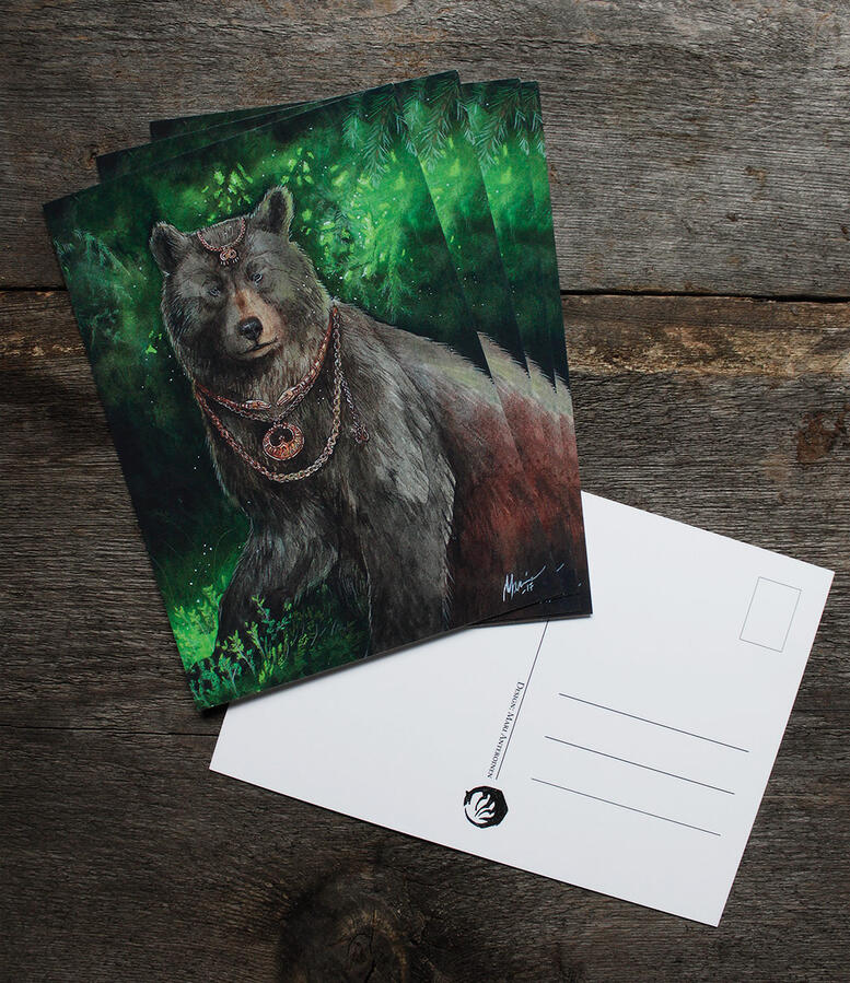 Photograph of a bear post cards.